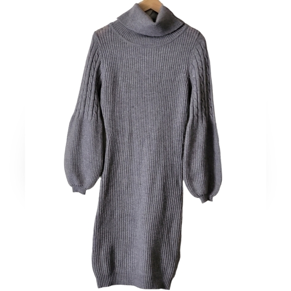 Nanette Lepore Cowl Neck Sweater Dress Gray Size M - Picture 7 of 14